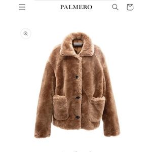 Palmero Alessia Wool Fur Jacket Coat Brown Size Large Women